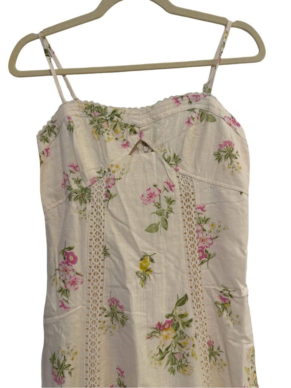 Caroline Constas Floral Crochet Inset Linen Maxi Dress XS NWT - Picture 3 of 10